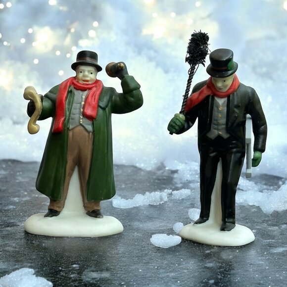 Dept 56 Town Crier & Chimney Sweep Dickens Village Christmas Accessory - 1990 - Picture 1 of 10